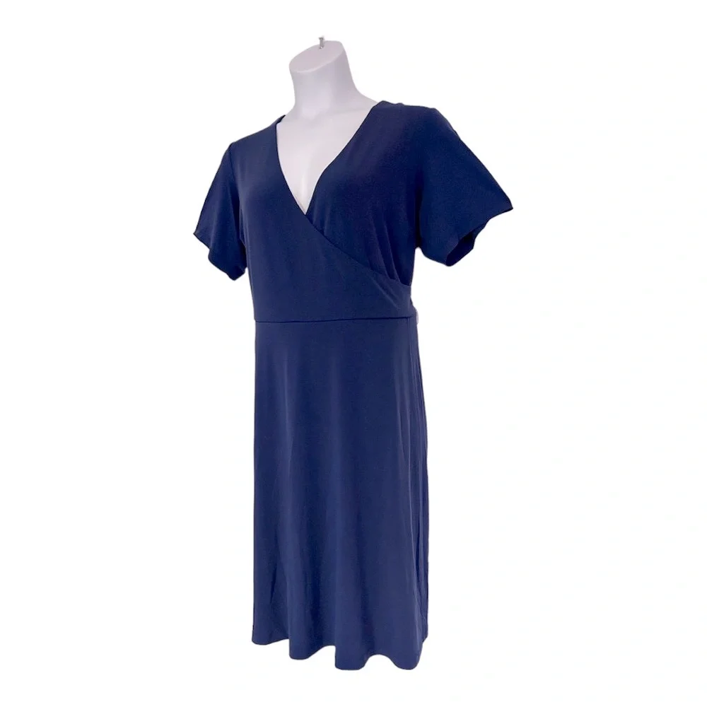 Catherine Malandrino faux Wrap Jersey Knit Office Casual Navy Dog Show Dress  1X - Picture 5 of 15